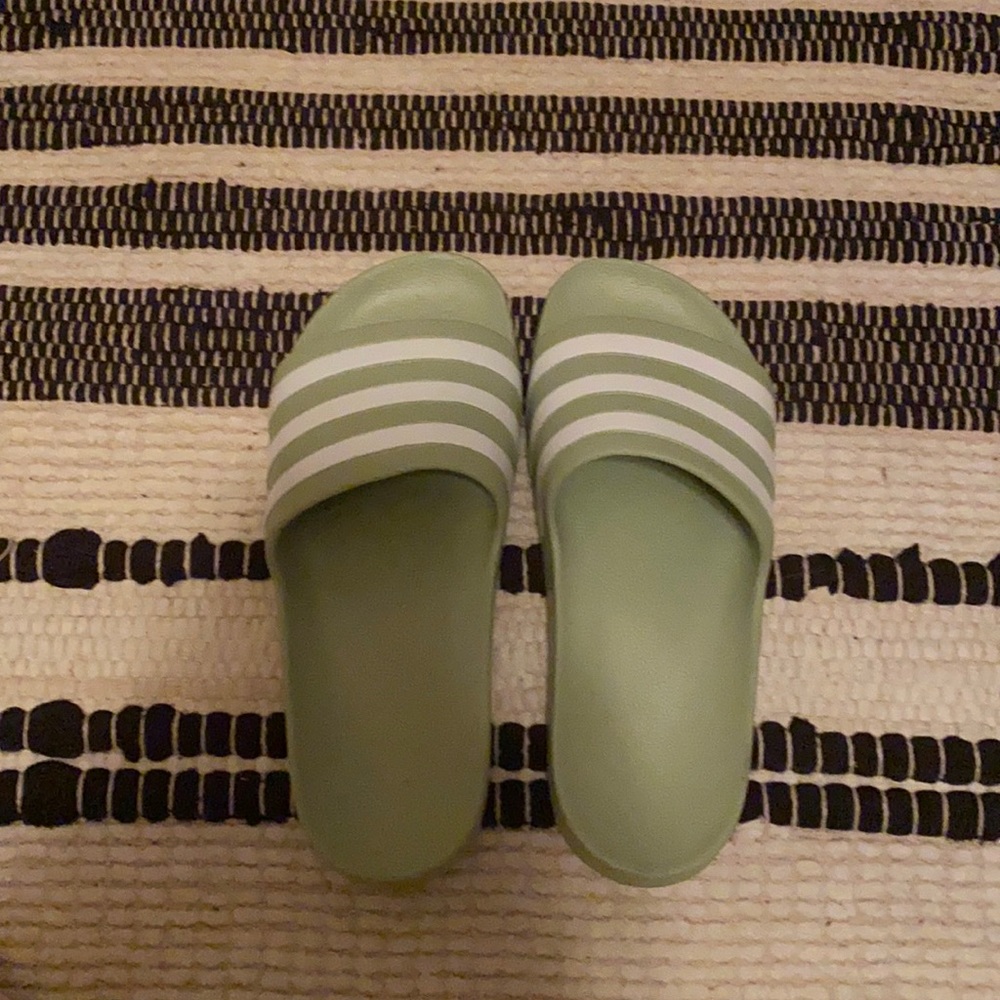 Adidas green slides